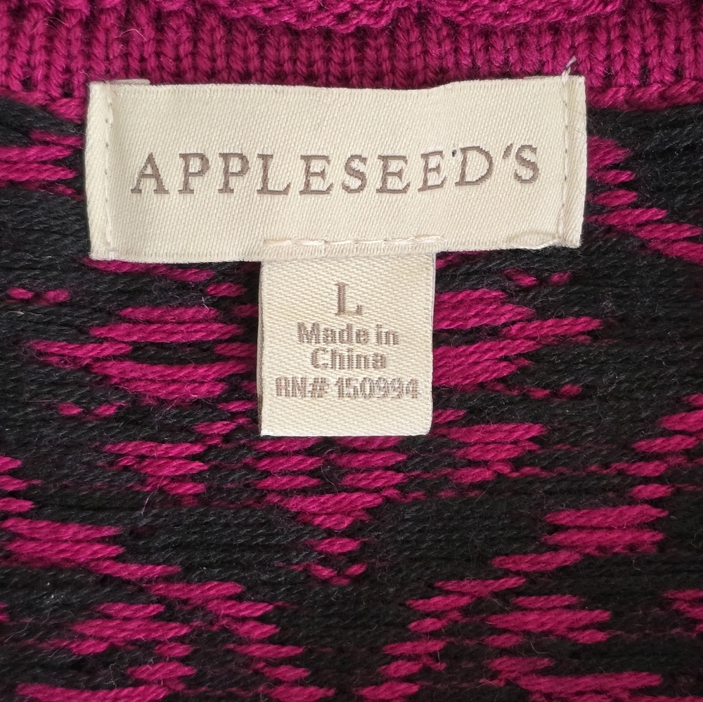 Appleseeds Oslo Zip Up Cardigan Sweater Pink and Black Patterned Size Large - Picture 5 of 10